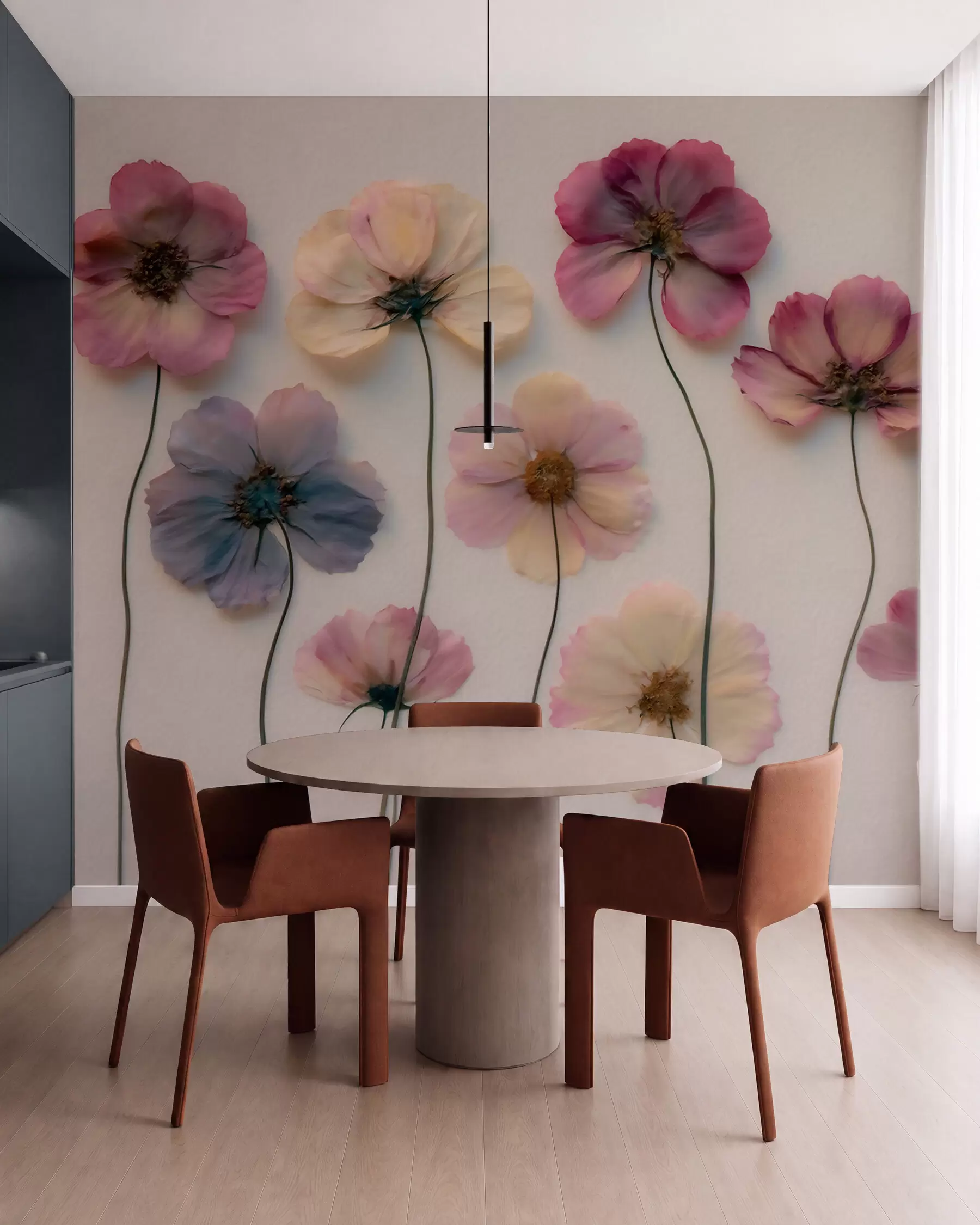 Fototapete Herbarium-Komposition mit gepressten Blumen und 3D-Struktur w09911