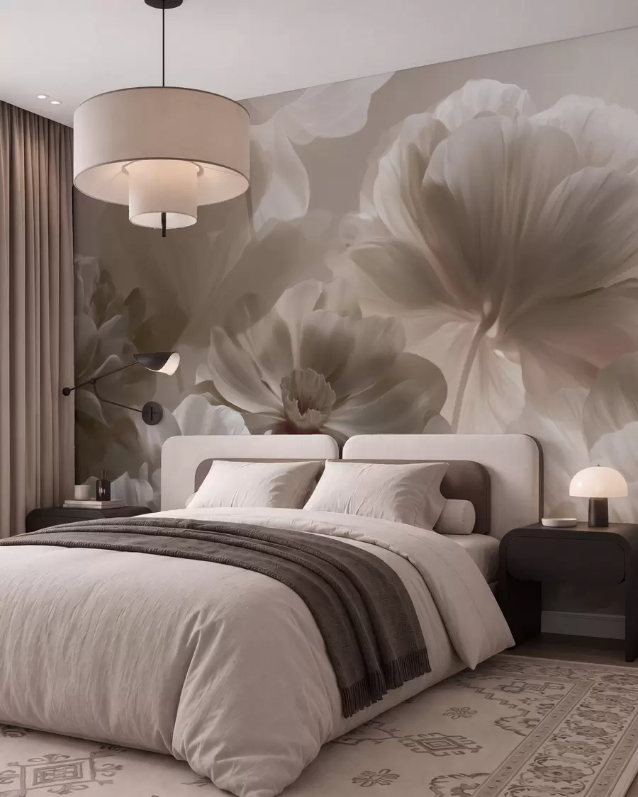 fototapeter Abstrakte, cremefarvede magnoliablomsterblade w09937