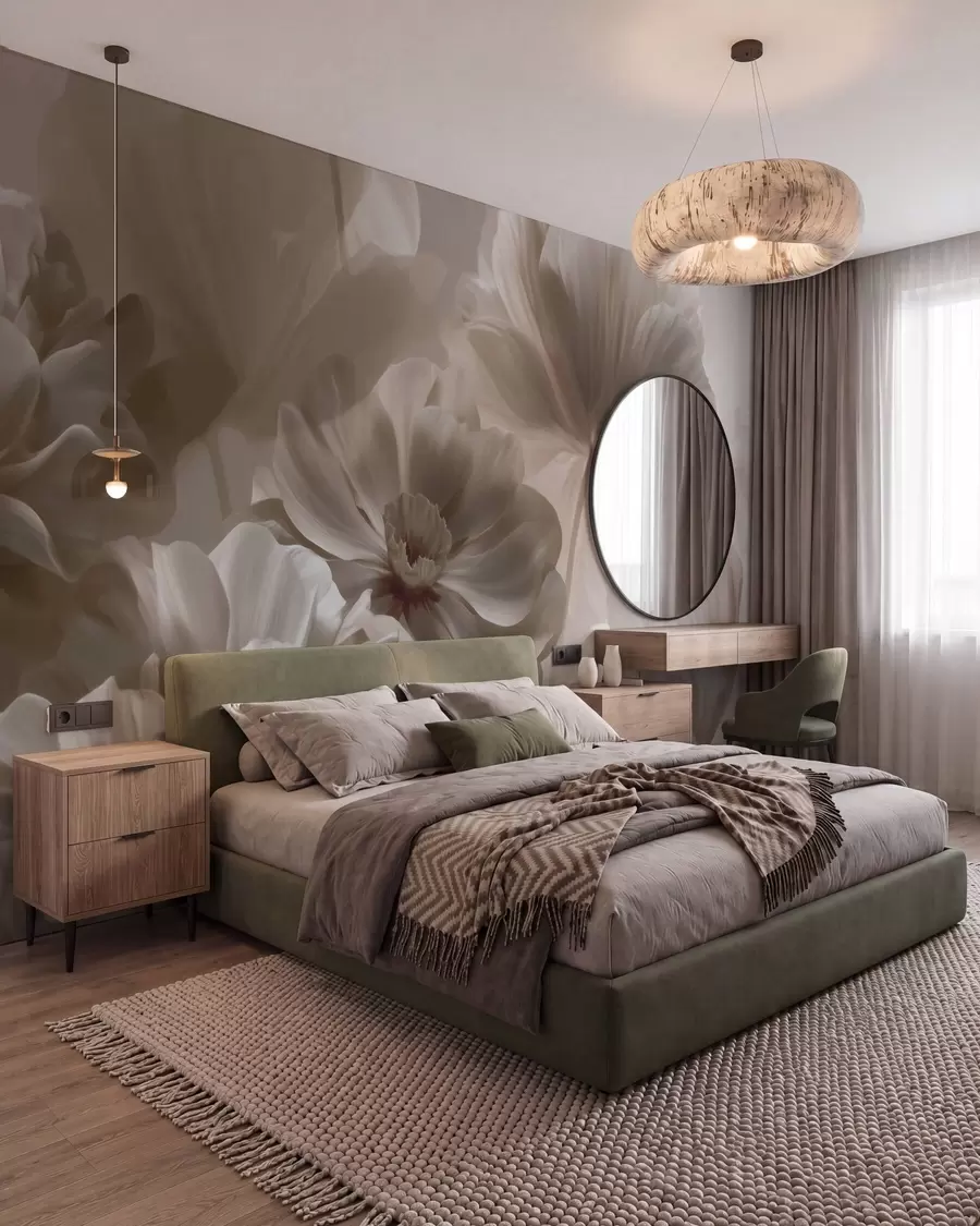 fototapeter Abstrakte, cremefarvede magnoliablomsterblade w09937