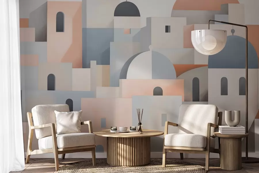 Murale Silhouette urbaine abstraite w05780