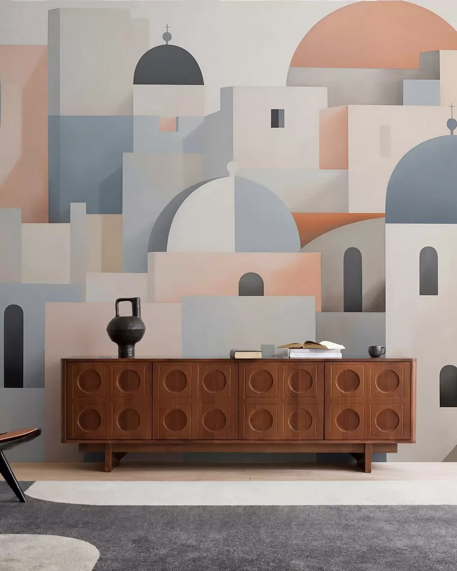 Murale Silhouette urbaine abstraite w05780