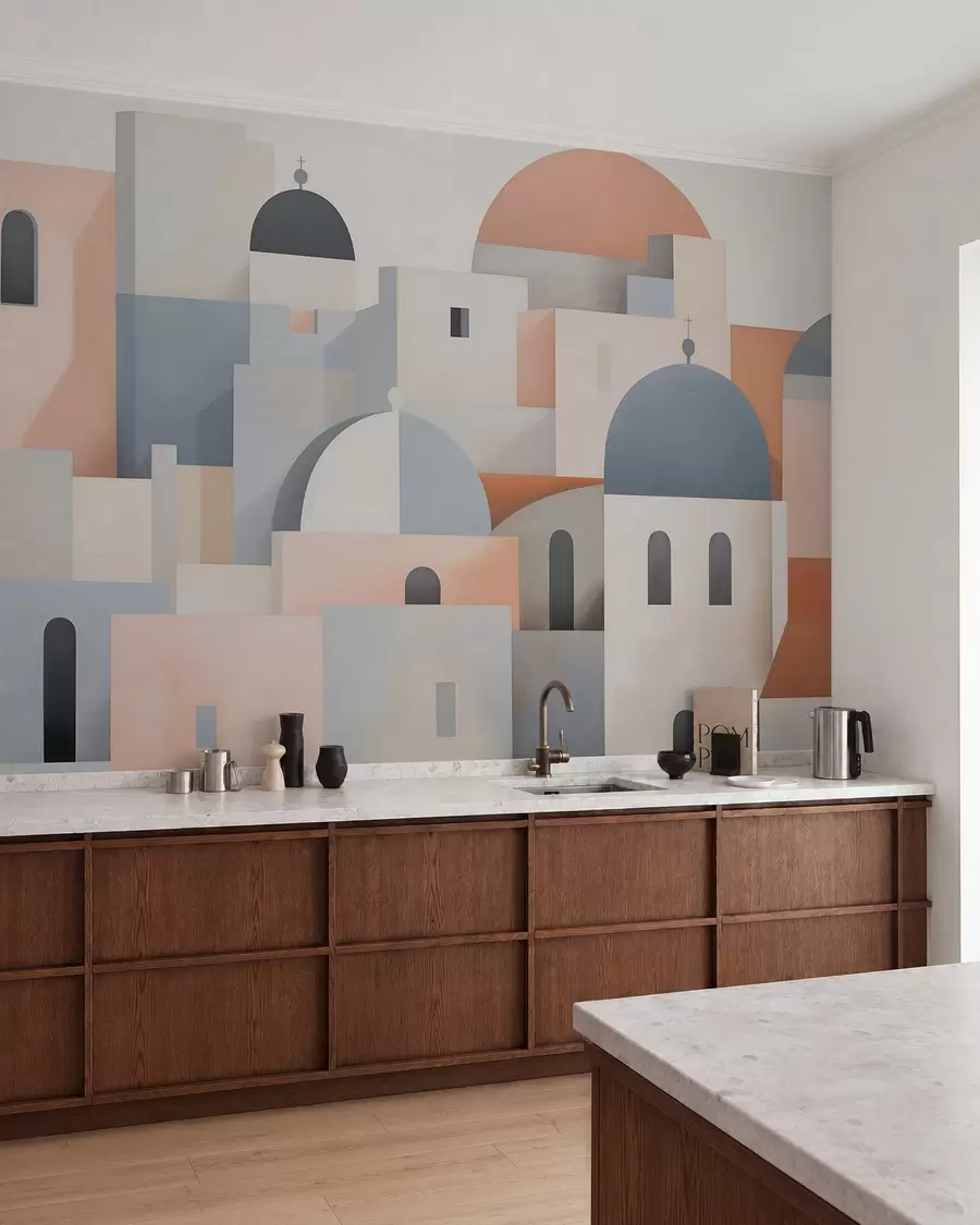 Murale Silhouette urbaine abstraite w05780