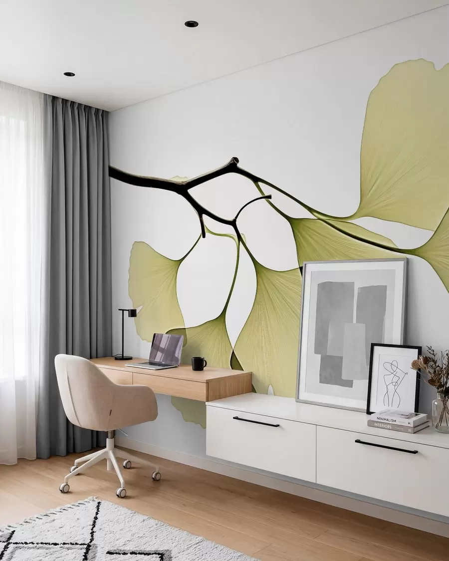 Murale Feuilles en éventail du ginkgo w09968