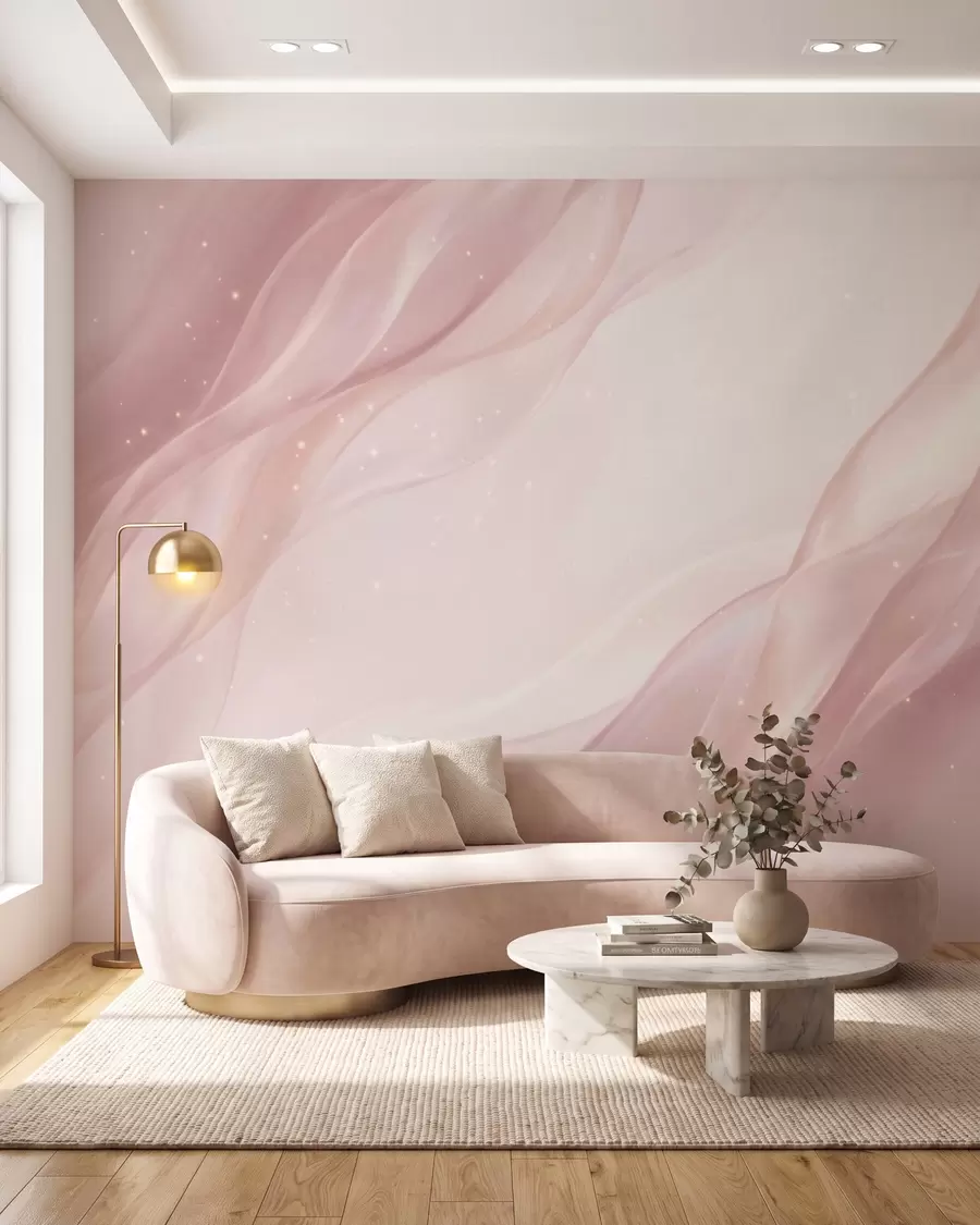 Murale Composition abstraite délicate dans des tons de rose tendre w09959