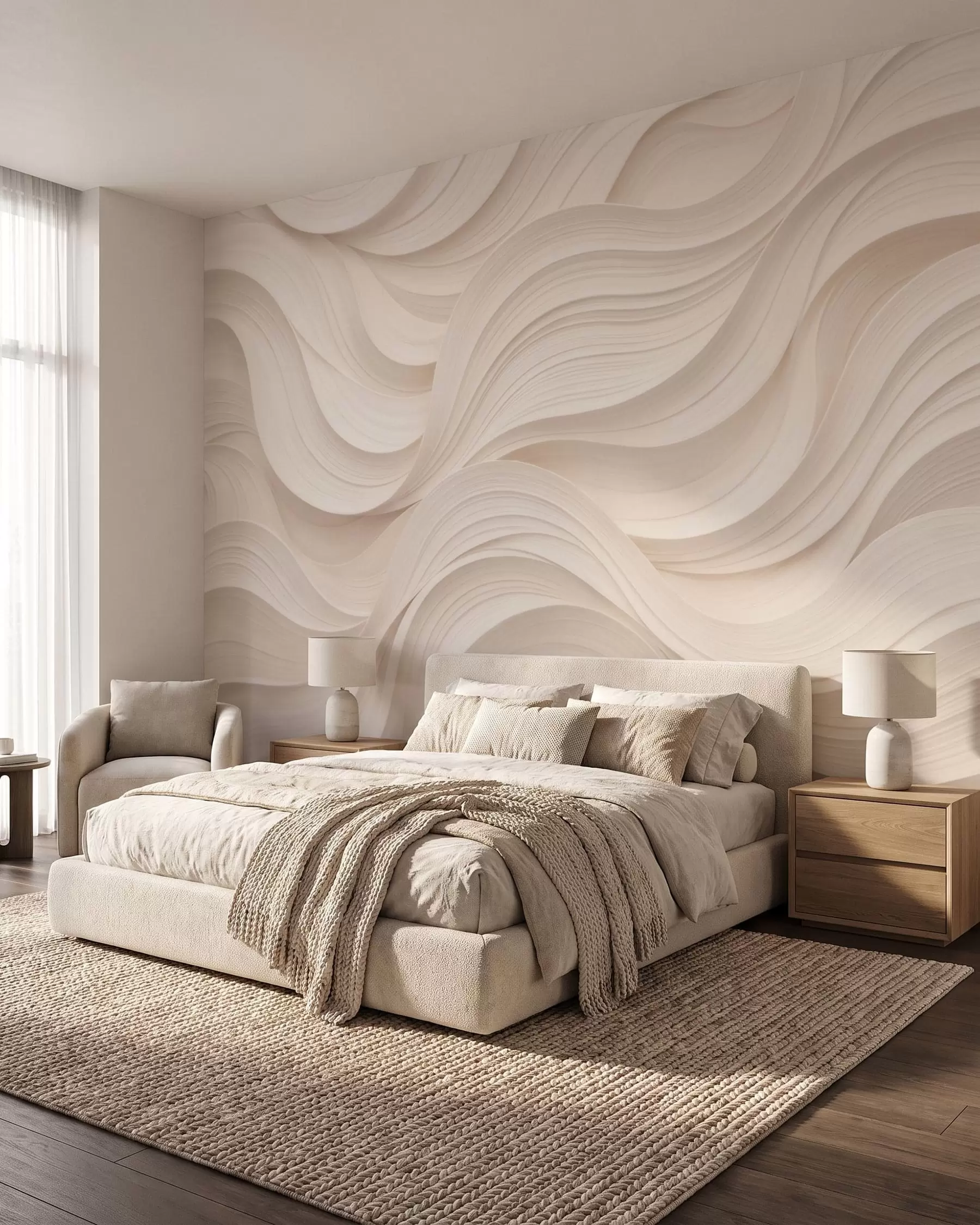 Murale Vagues rose poudré w09957