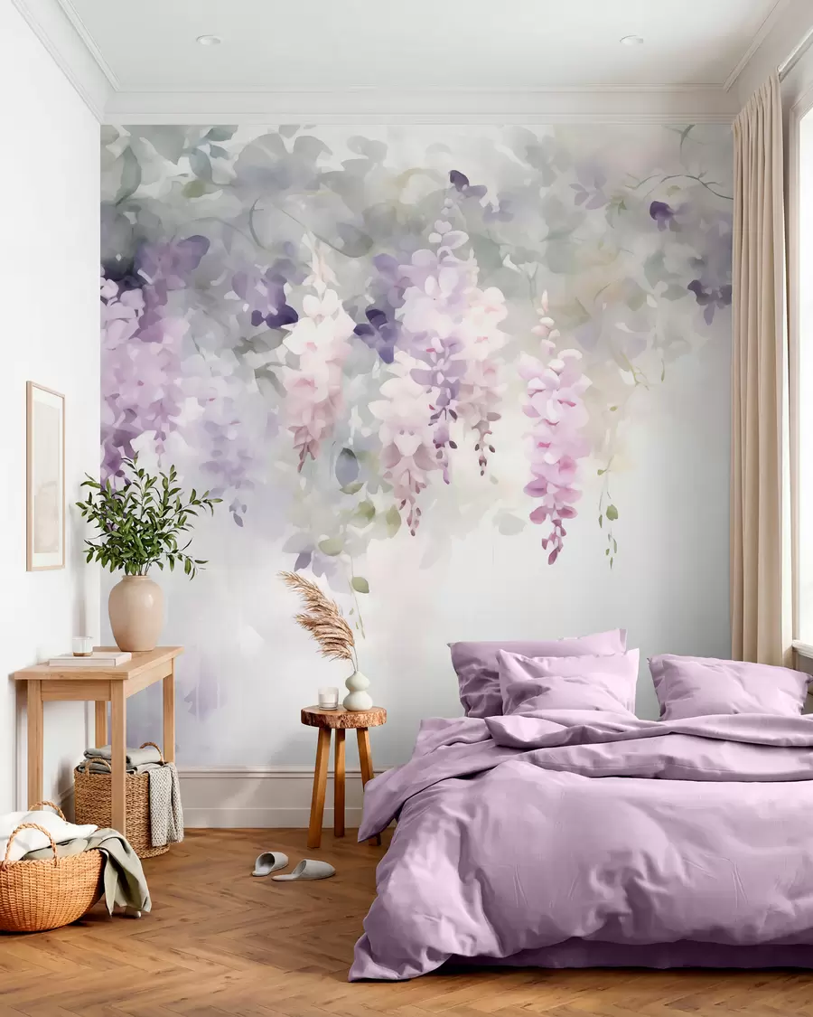 Murale Fleurs de glycine tombantes w05795