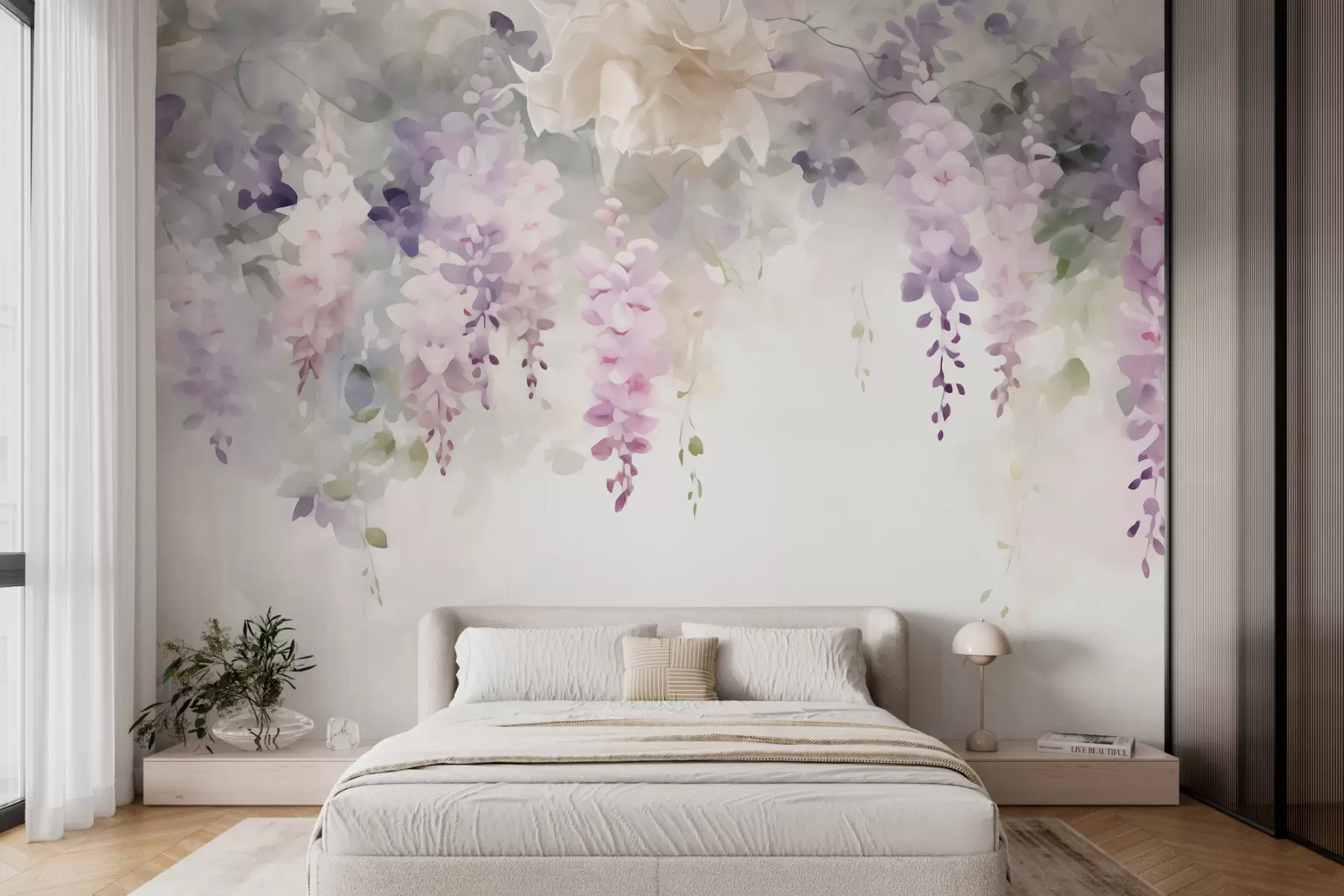 fototapeter Hængende blåregnblomster w05795