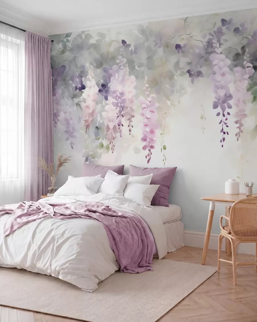Murale Fleurs de glycine tombantes w05795