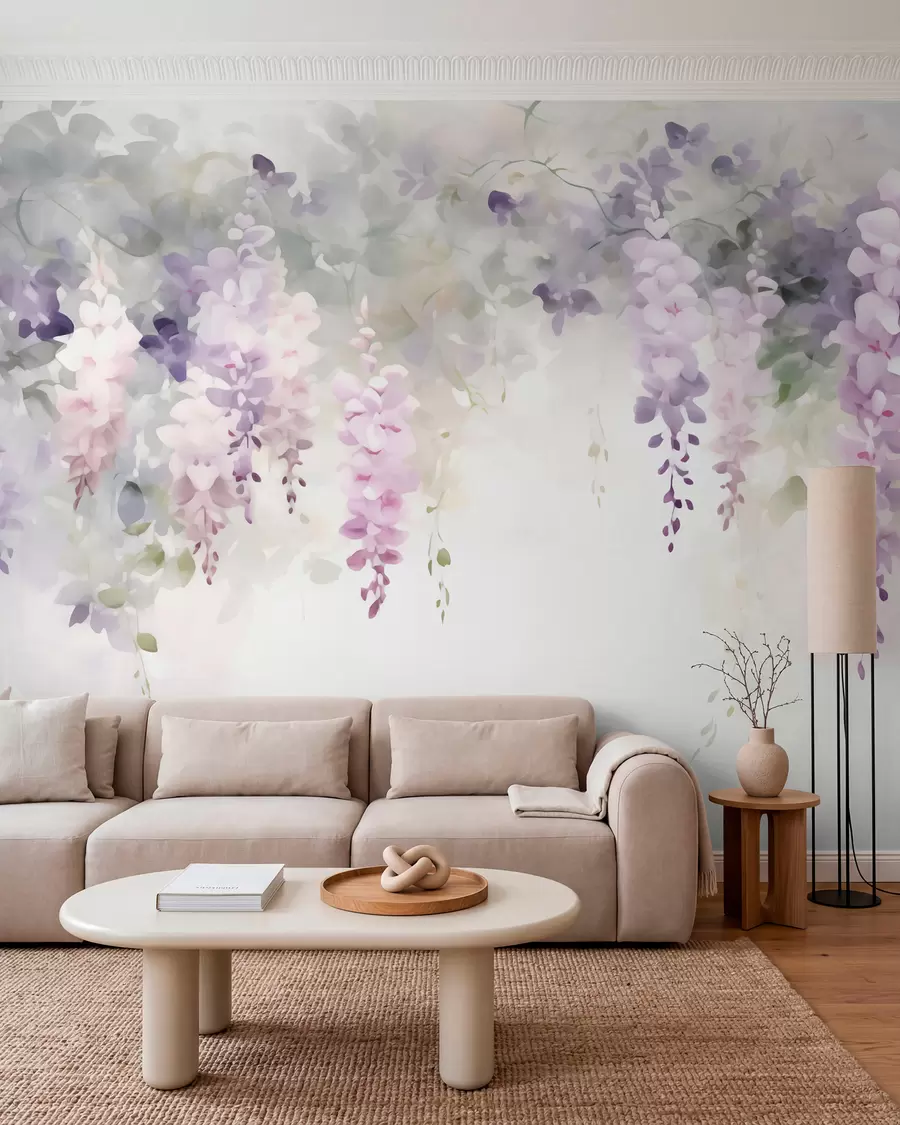 fototapeter Hængende blåregnblomster w05795