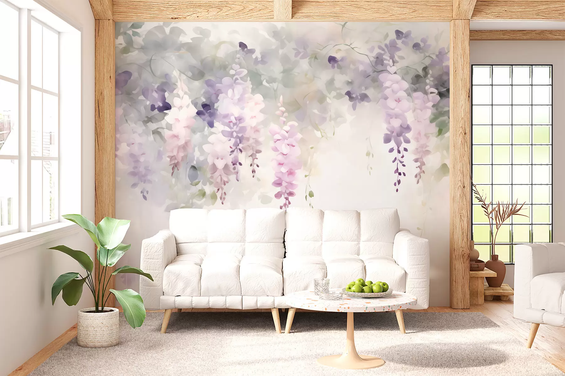 Murale Fleurs de glycine tombantes w05795