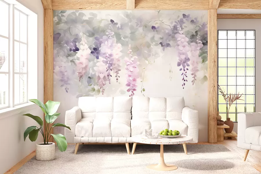 fototapeter Hængende blåregnblomster w05795