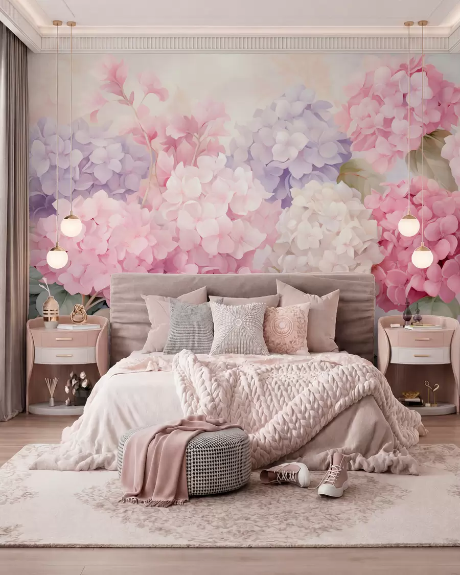 Murale Fleurs d'hortensia w05796