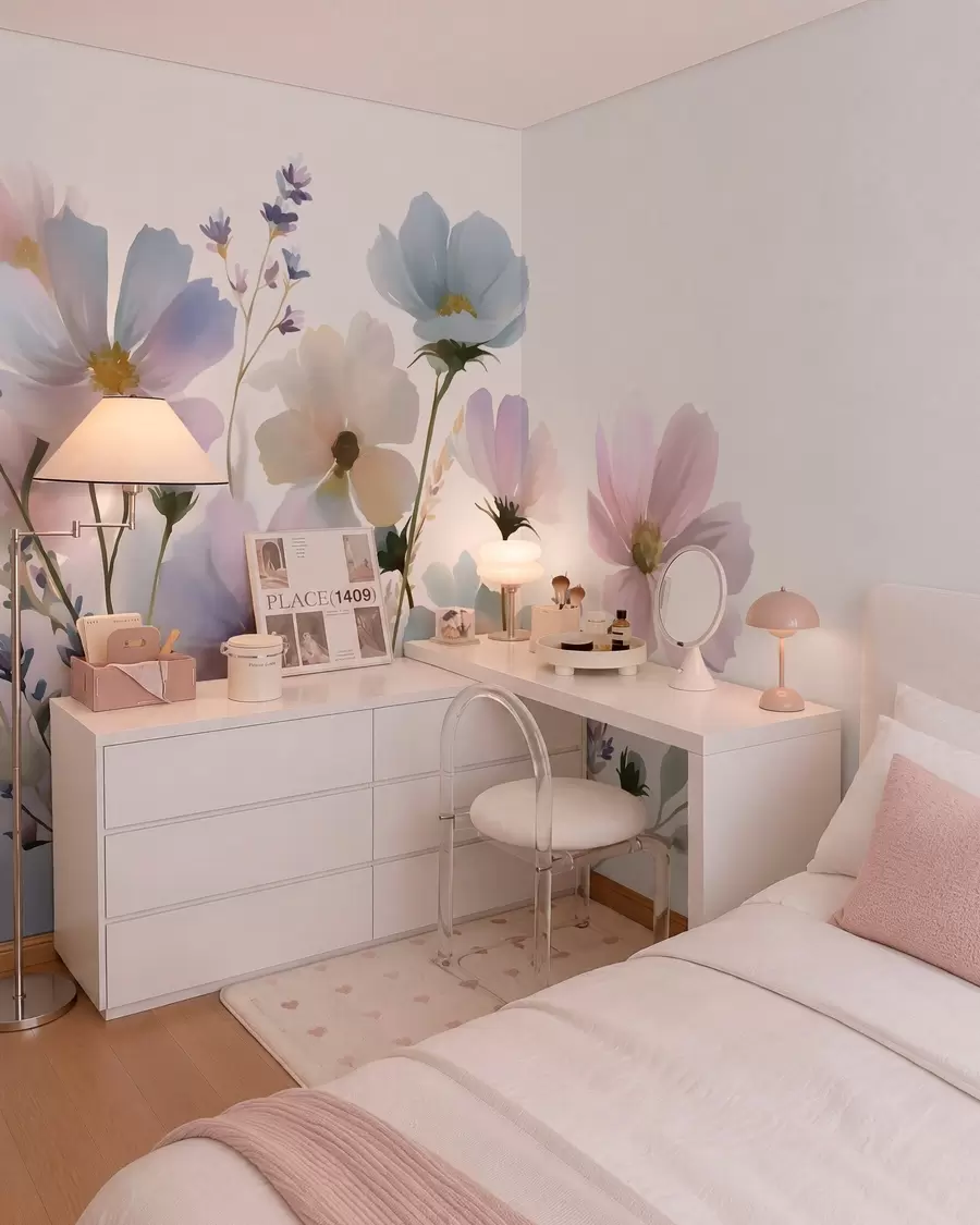 Murale Fleurs sauvages dans un style aquarelle w05755