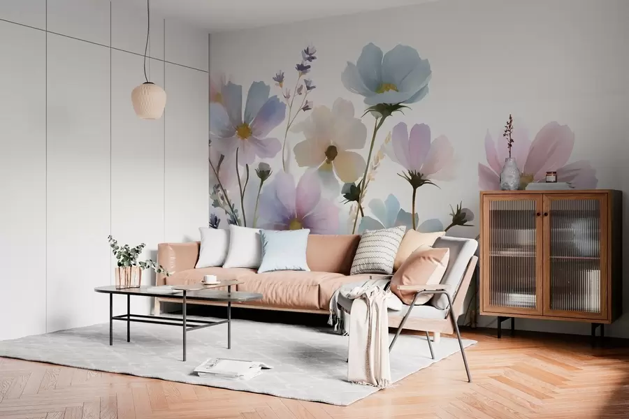 fototapeter Vilde blomster i akvarelstil w05755