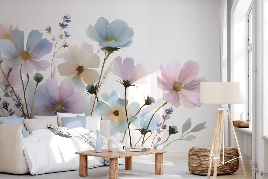 Murale Fleurs sauvages dans un style aquarelle w05755