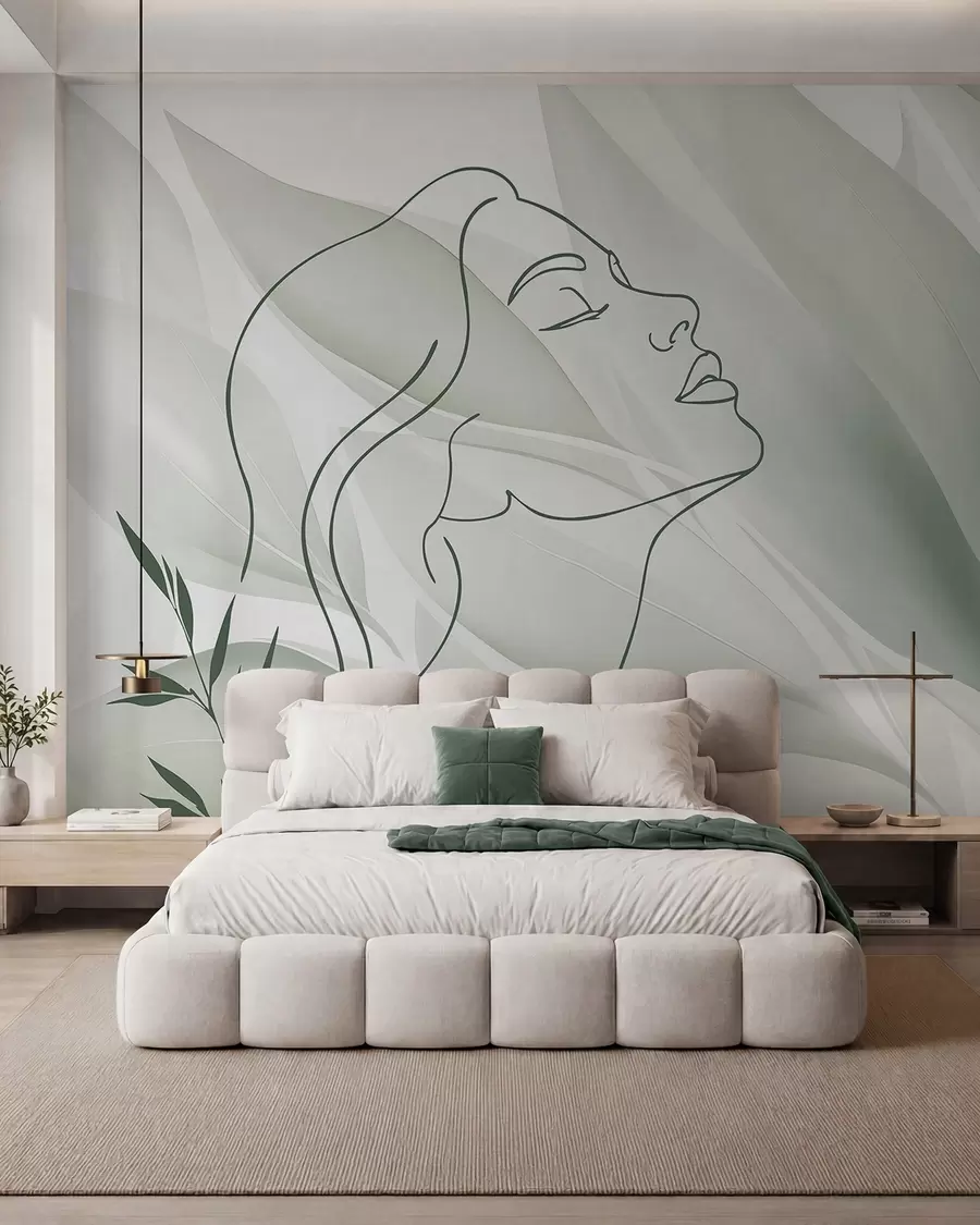 fototapeter Silhuet af et ansigt på en abstrakt baggrund w05787v1