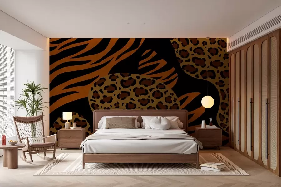 fototapeter Leopard- og tigermønstre inspireret af vilde dyr w05759
