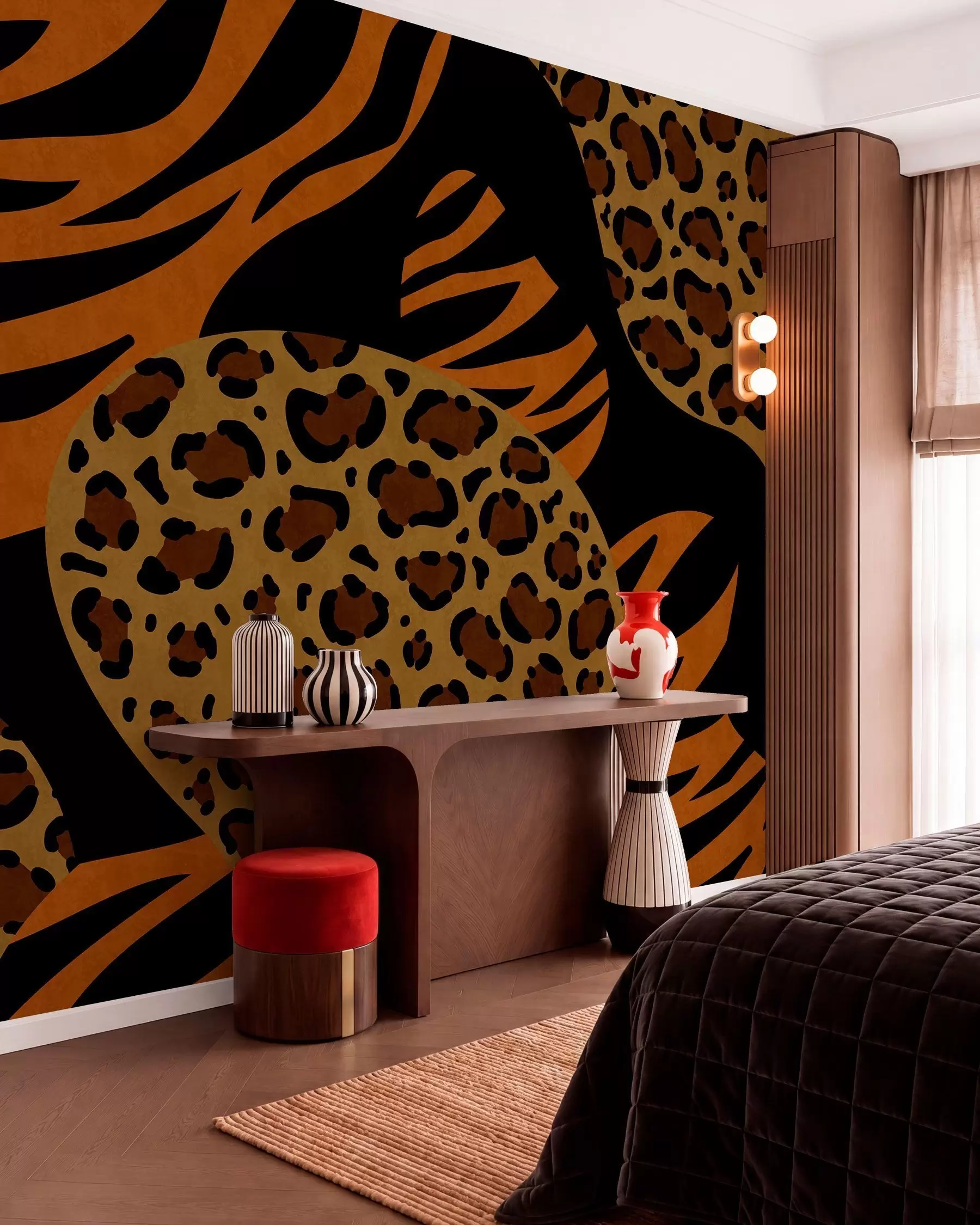 Fototapete Von Wildtieren inspirierte Leoparden- und Tigermuster w05759