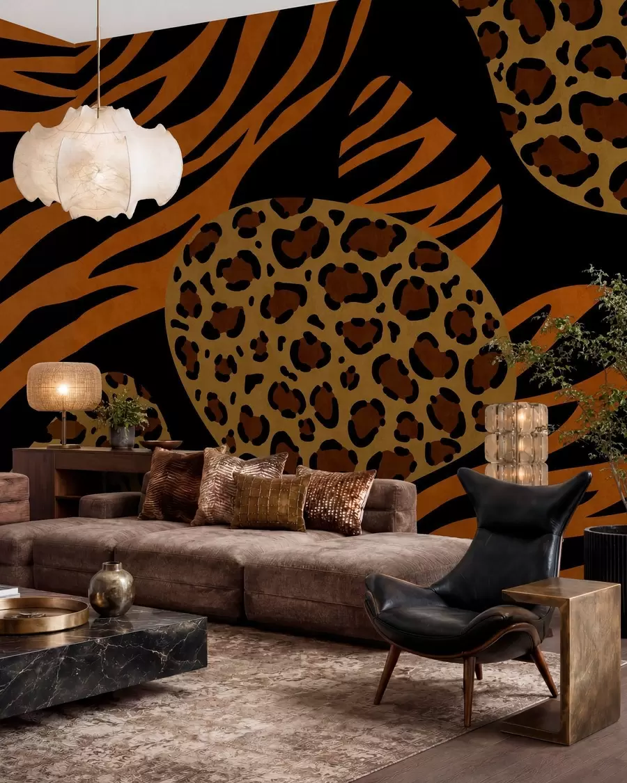 fototapeter Leopard- og tigermønstre inspireret af vilde dyr w05759