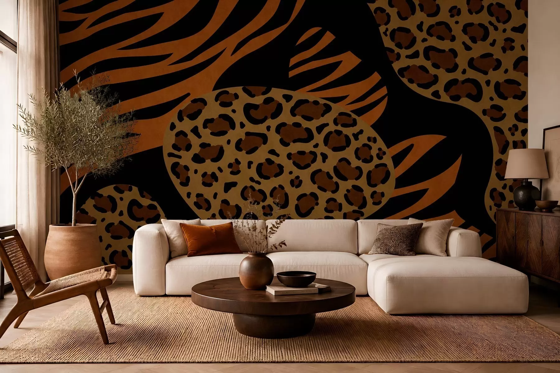 Fototapete Von Wildtieren inspirierte Leoparden- und Tigermuster w05759