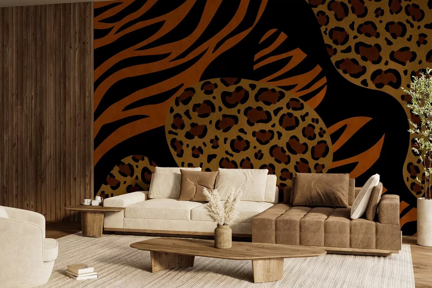 Fototapete Von Wildtieren inspirierte Leoparden- und Tigermuster w05759