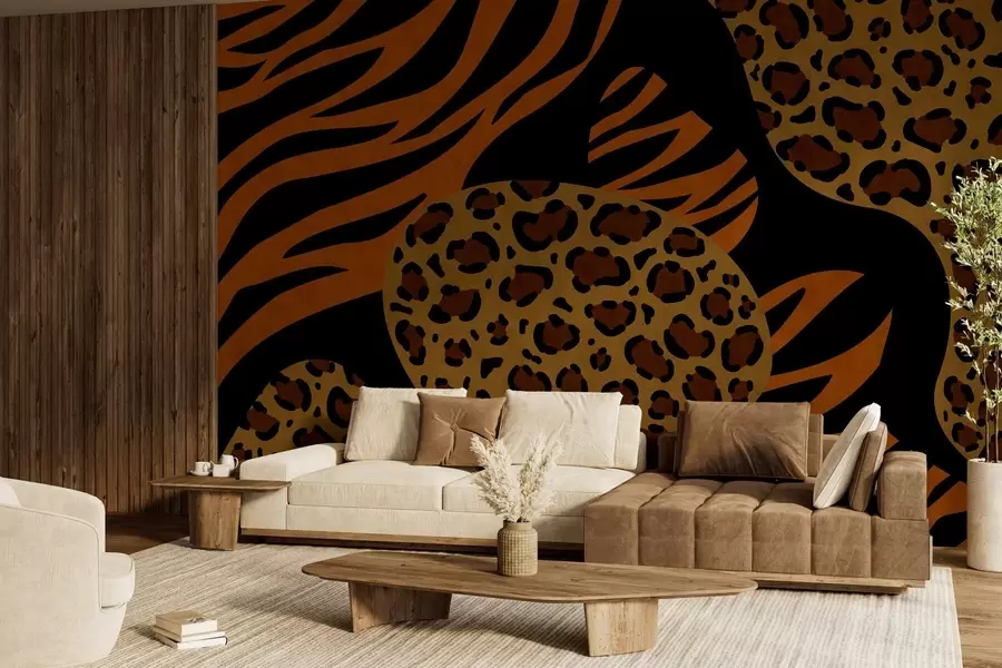 fototapeter Leopard- og tigermønstre inspireret af vilde dyr w05759