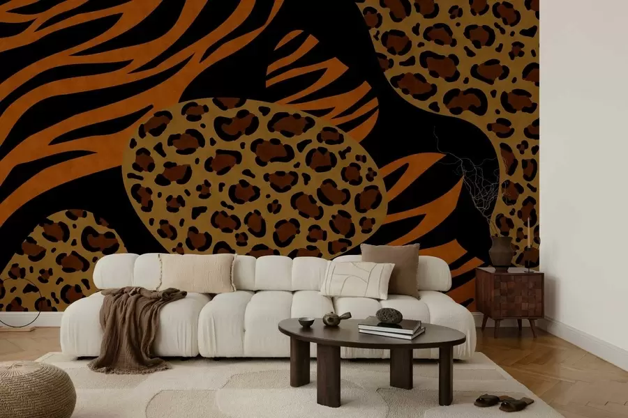 fototapeter Leopard- og tigermønstre inspireret af vilde dyr w05759