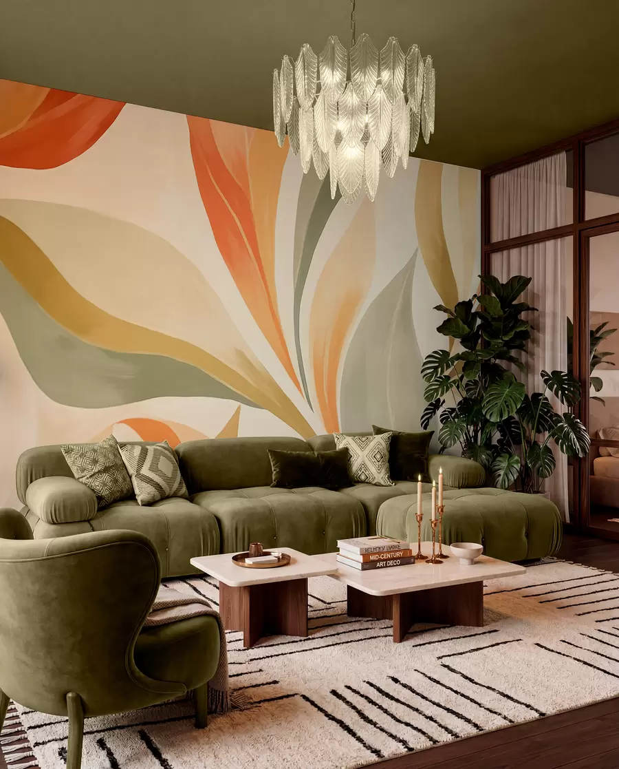 Murale Feuillages ocre w05839