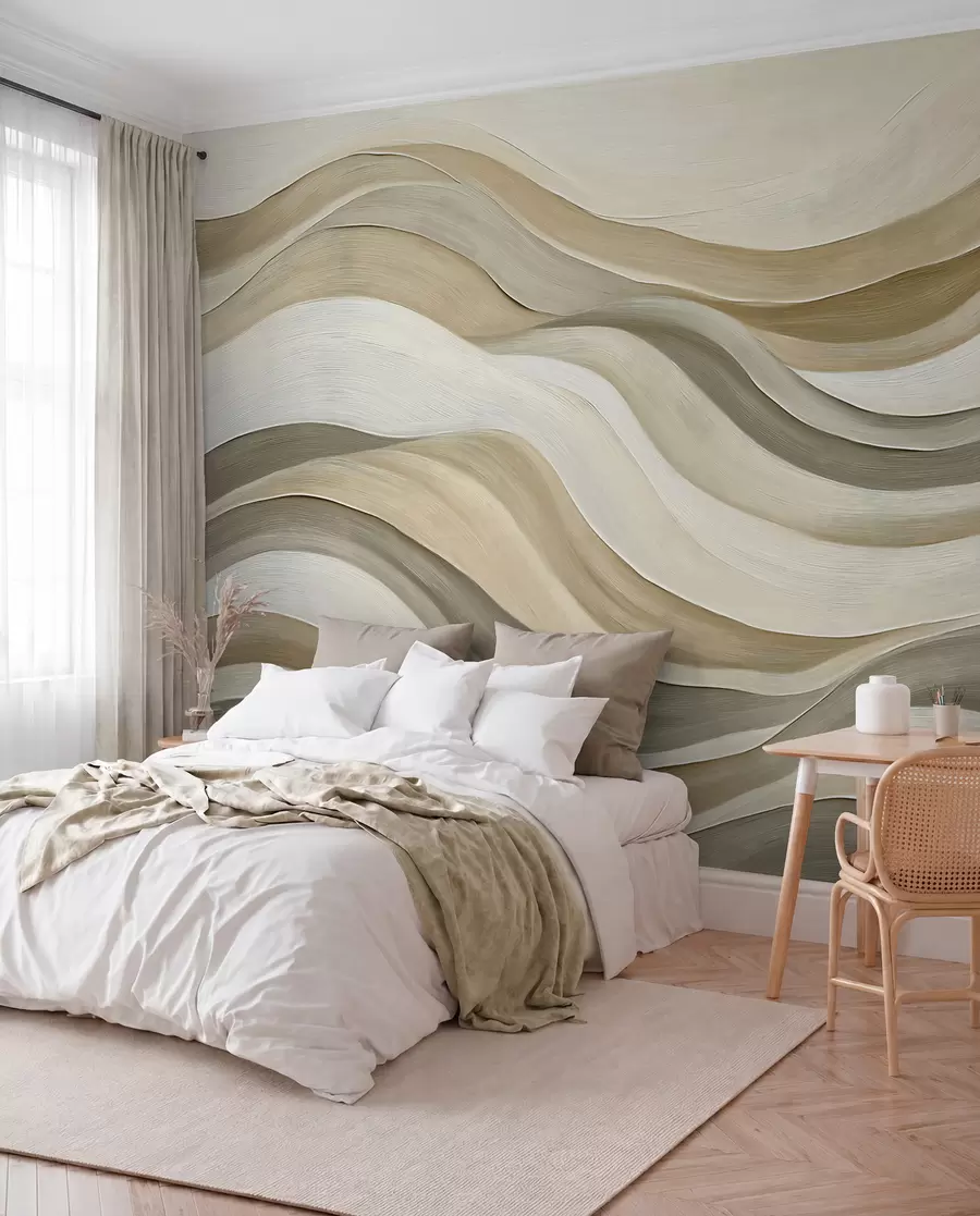 Murale Vagues vert sauge w05881