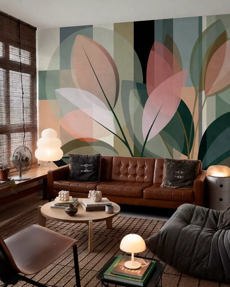 Murale Une œuvre abstraite élégante mettant en scène des plantes w05871