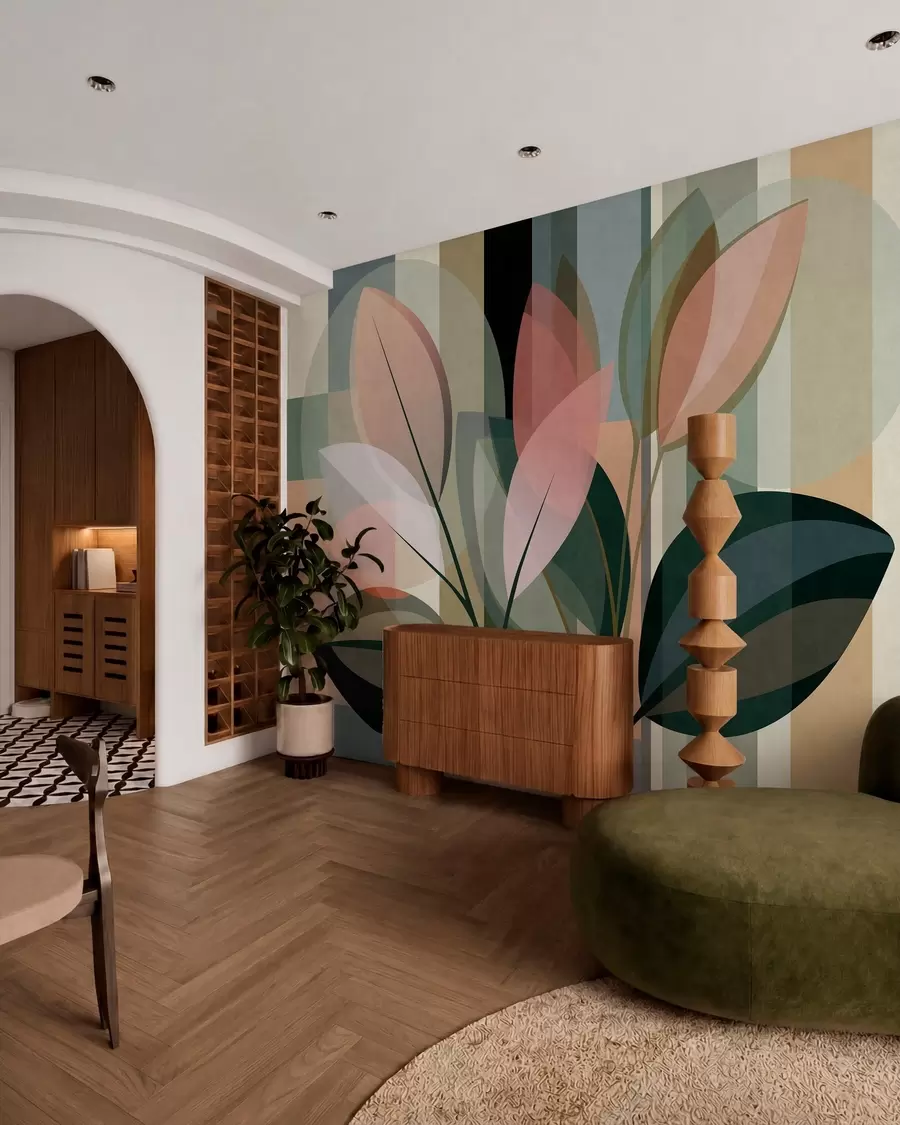 Murale Une œuvre abstraite élégante mettant en scène des plantes w05871