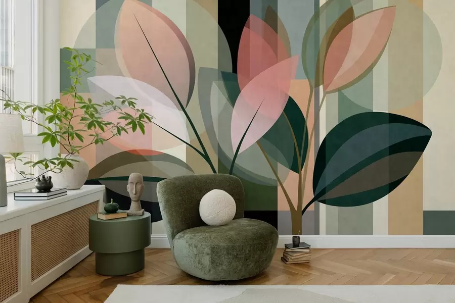 Murale Une œuvre abstraite élégante mettant en scène des plantes w05871