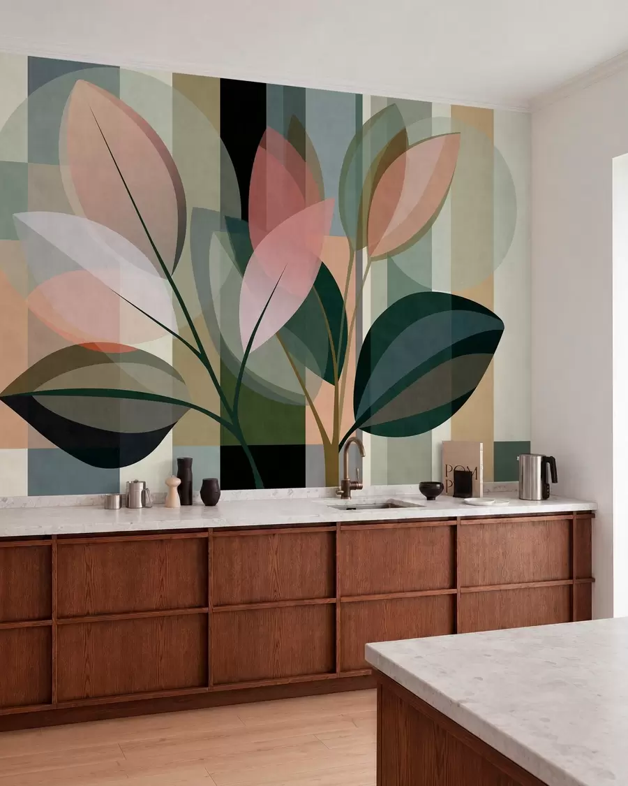 Murale Une œuvre abstraite élégante mettant en scène des plantes w05871