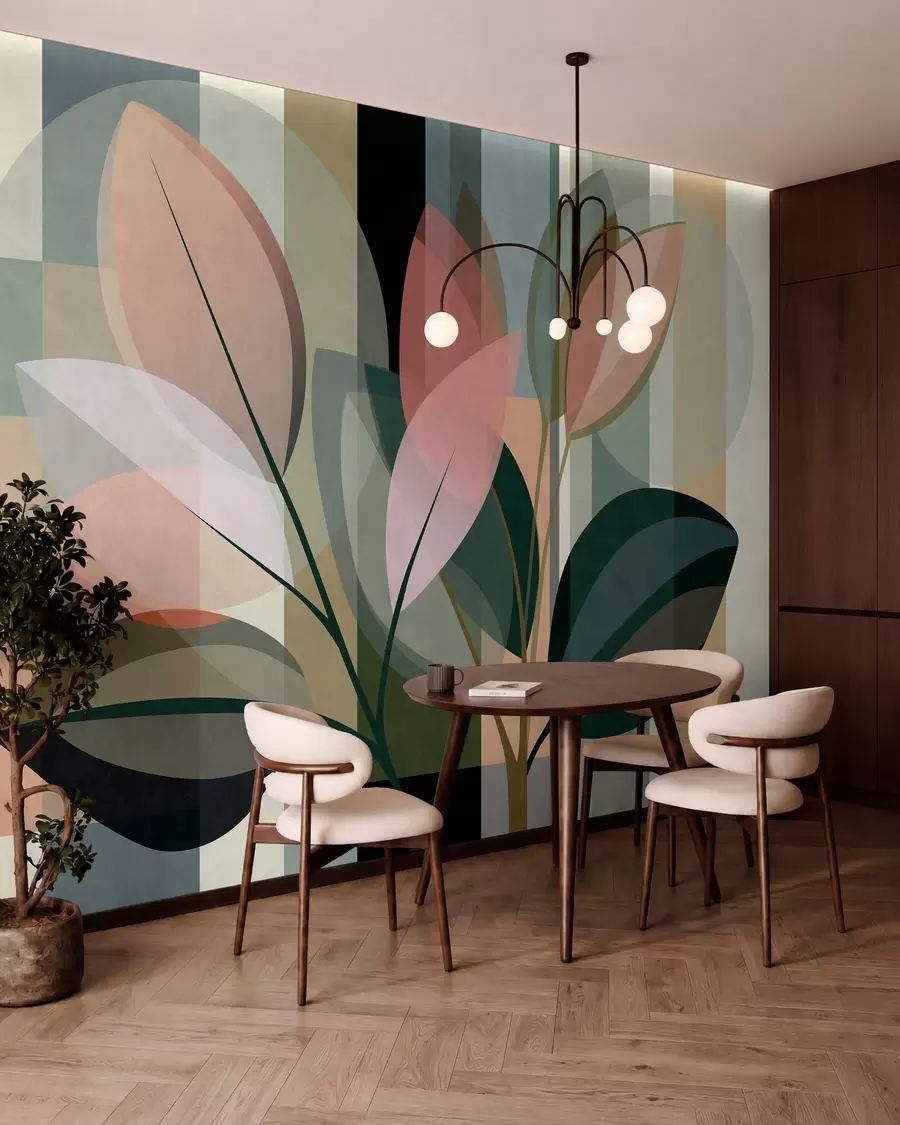 Murale Une œuvre abstraite élégante mettant en scène des plantes w05871