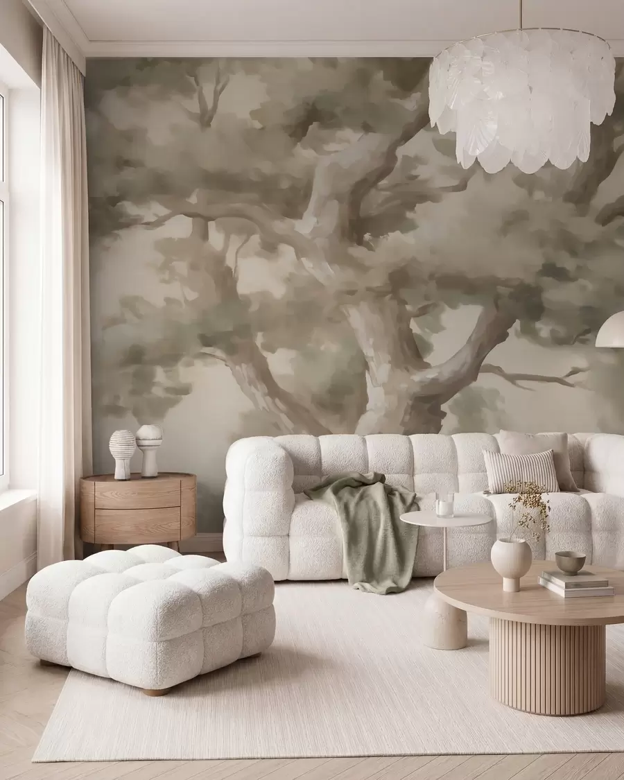 Murale Arbre abstrait, imitation d'une peinture w05875