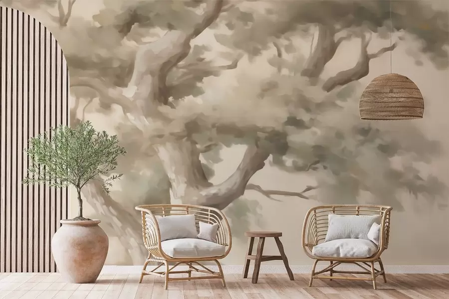 Murale Arbre abstrait, imitation d'une peinture w05875