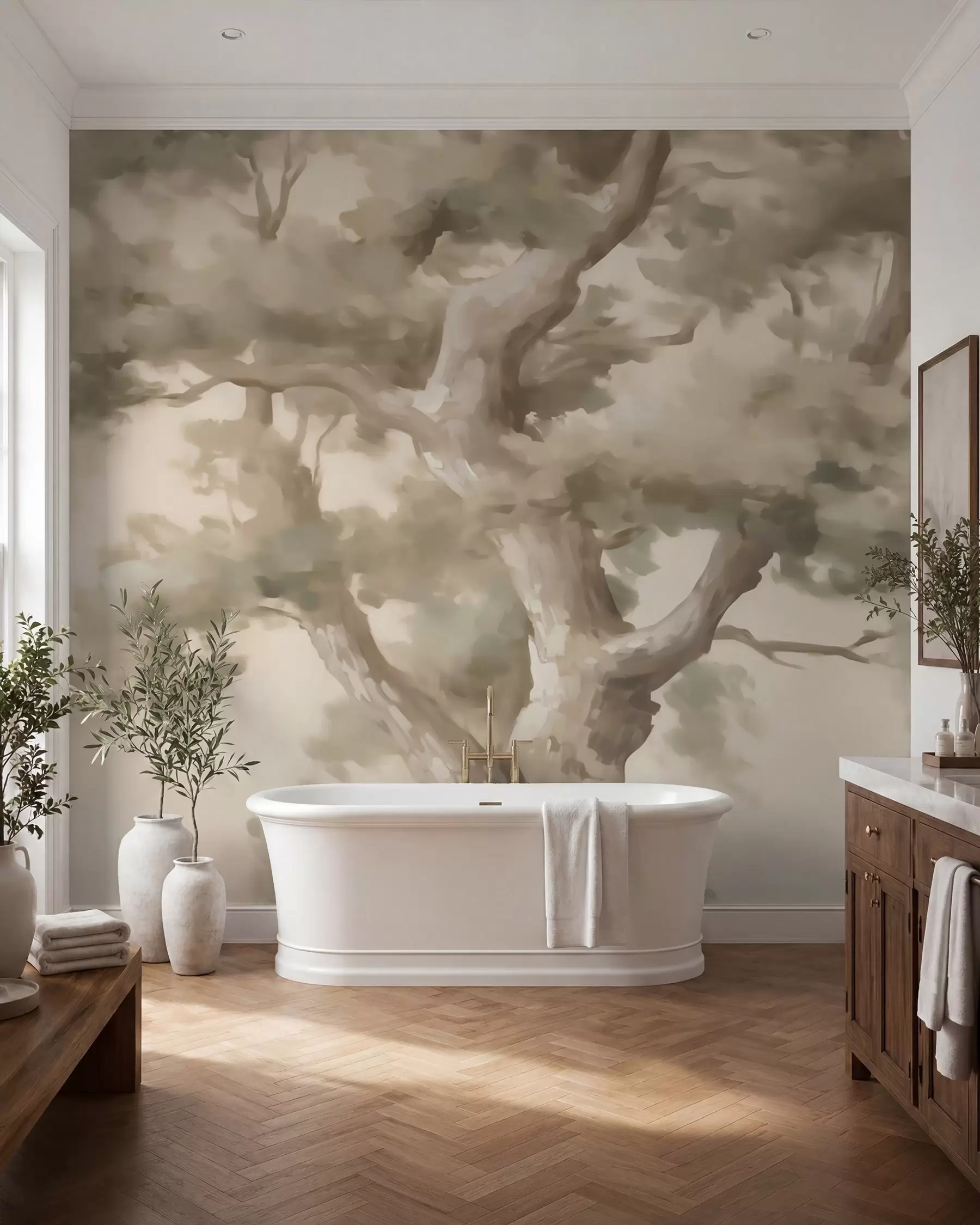 Fototapete Abstrakter Baum, Nachahmung eines Gemäldes w05875