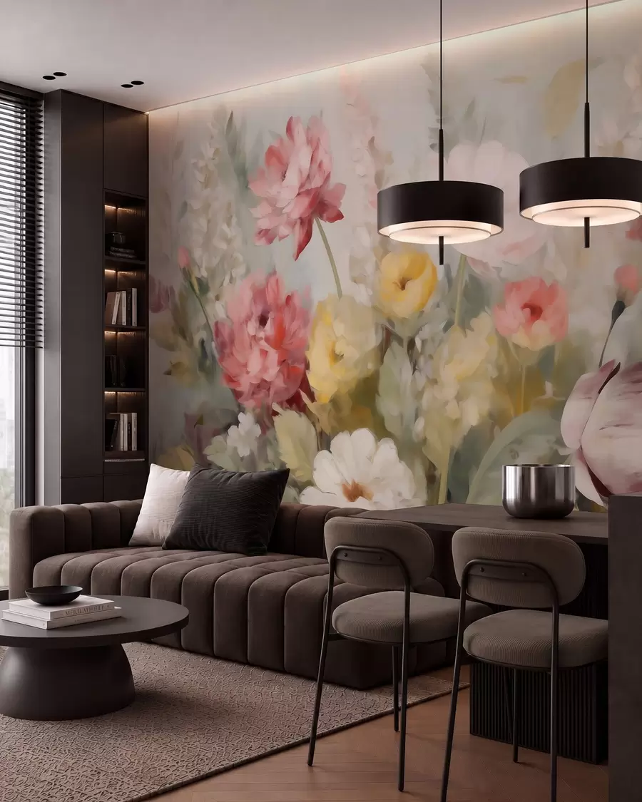 Murale Fleurs abstraites, imitation de peinture w05877