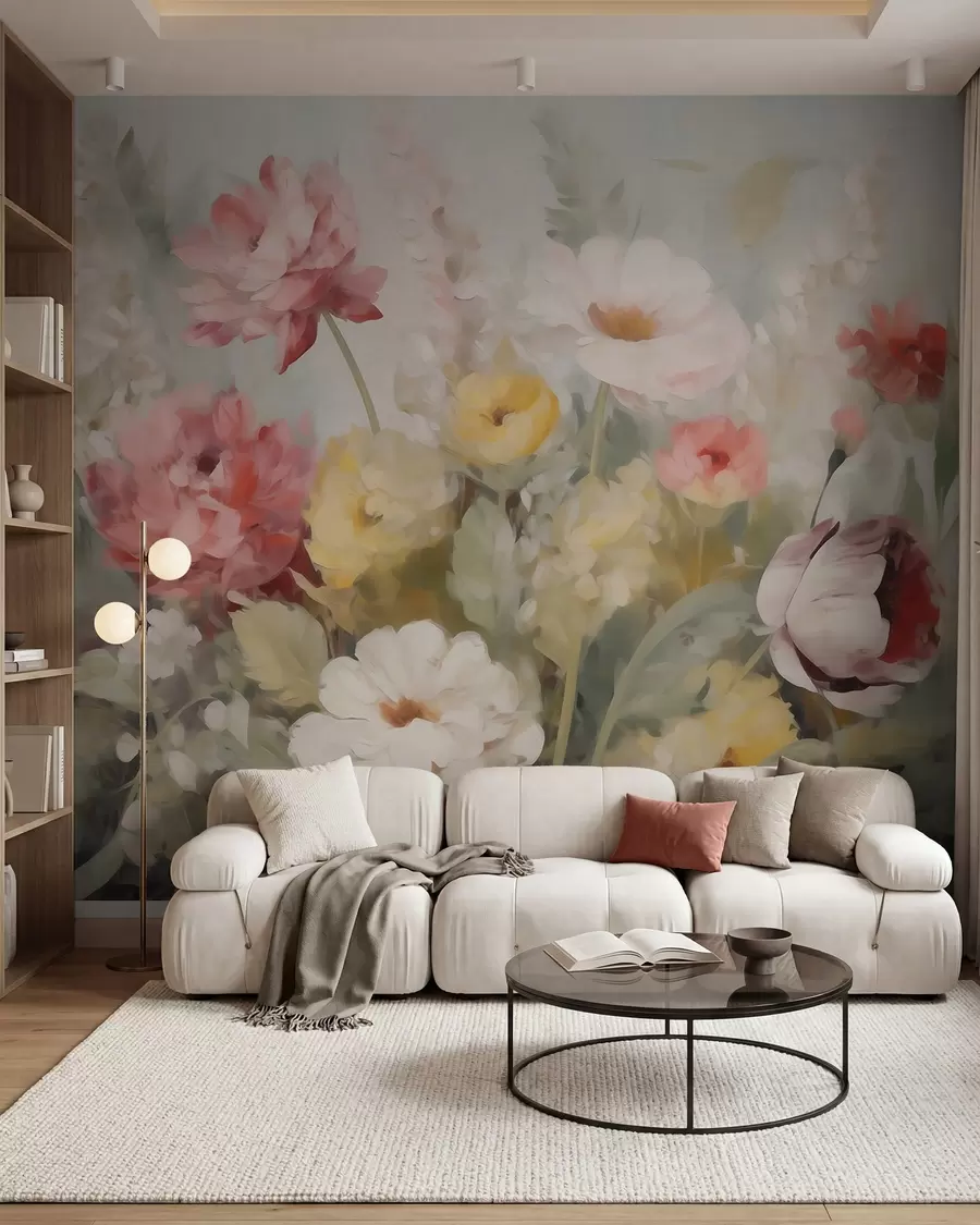 Murale Fleurs abstraites, imitation de peinture w05877