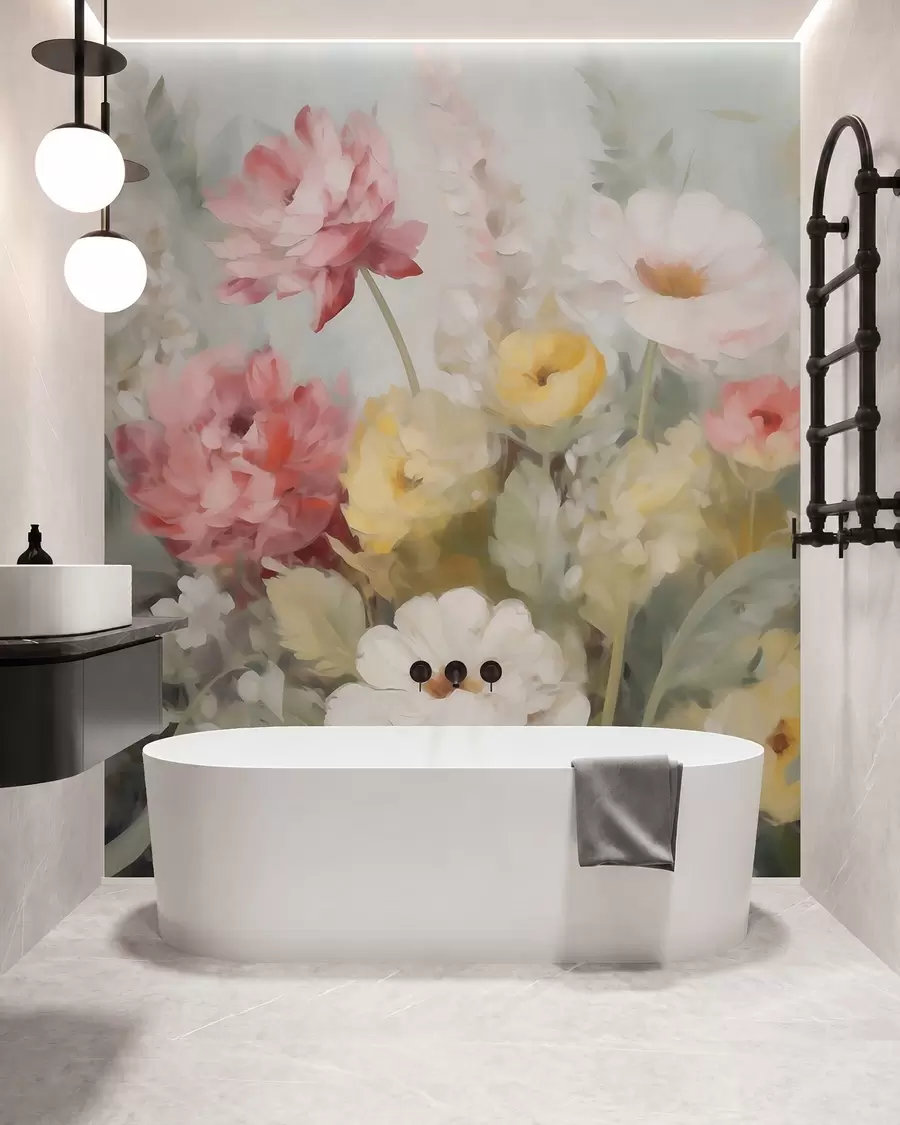 Murale Fleurs abstraites, imitation de peinture w05877