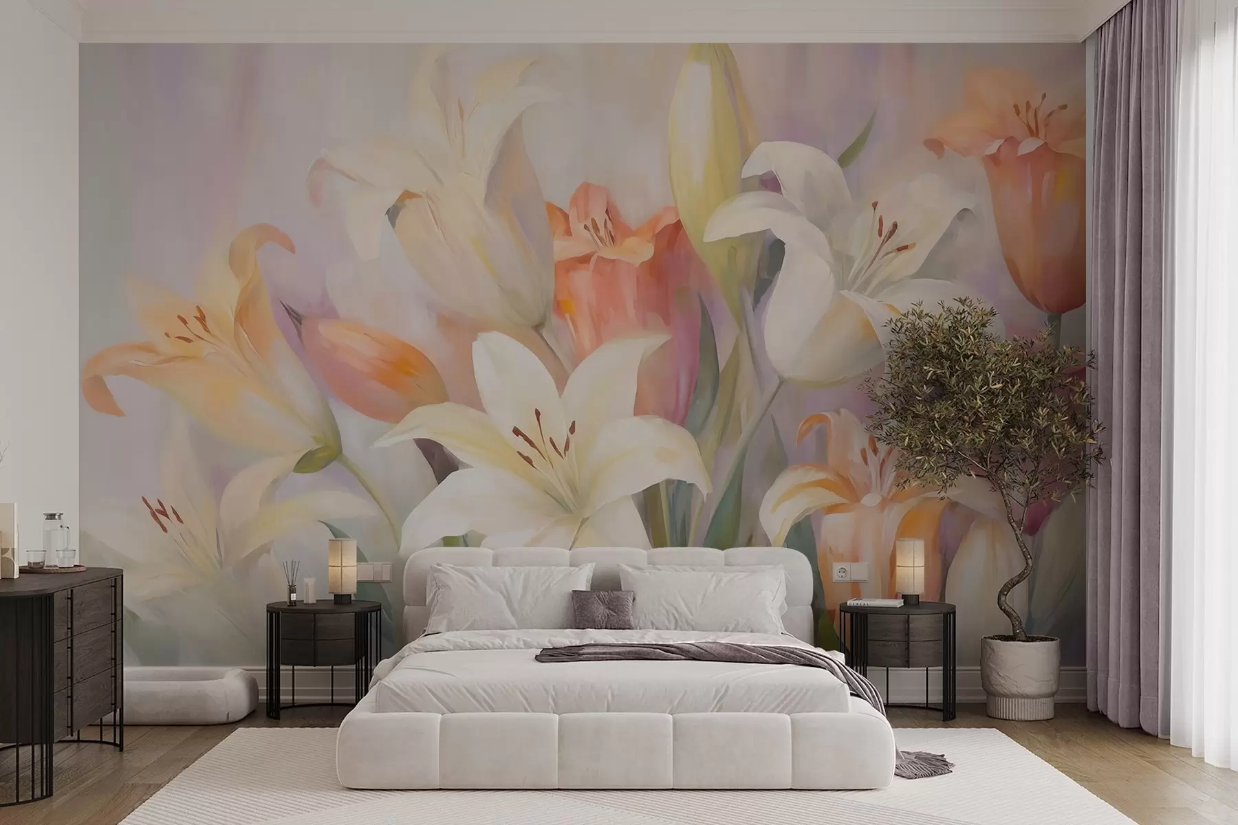 Murale Lys abstraits, imitation d'une peinture w05878