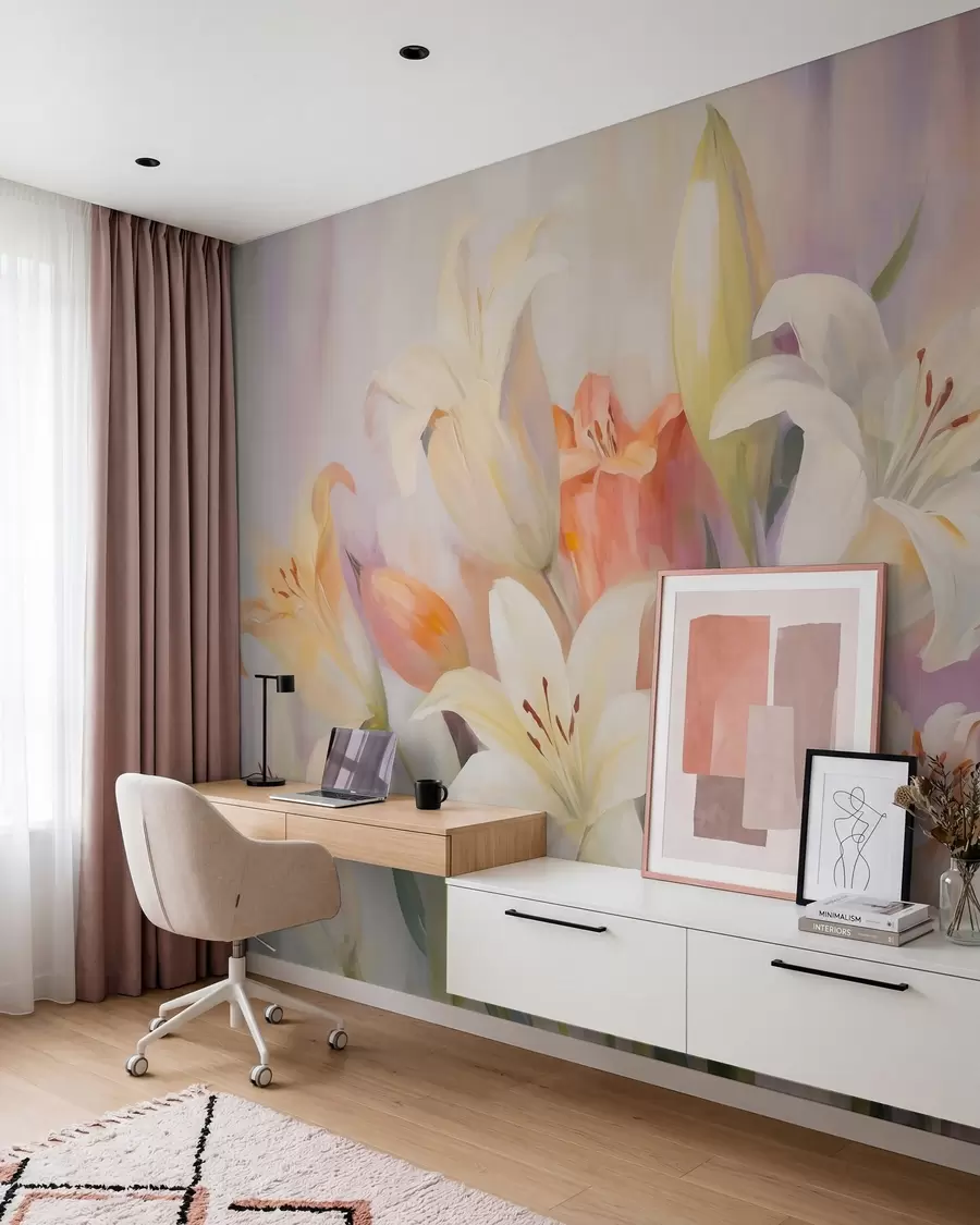 Murale Lys abstraits, imitation d'une peinture w05878