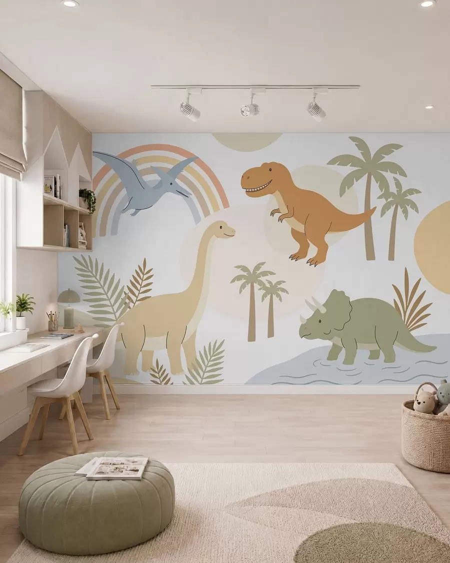 Murale Dinosaures et couleurs w05842