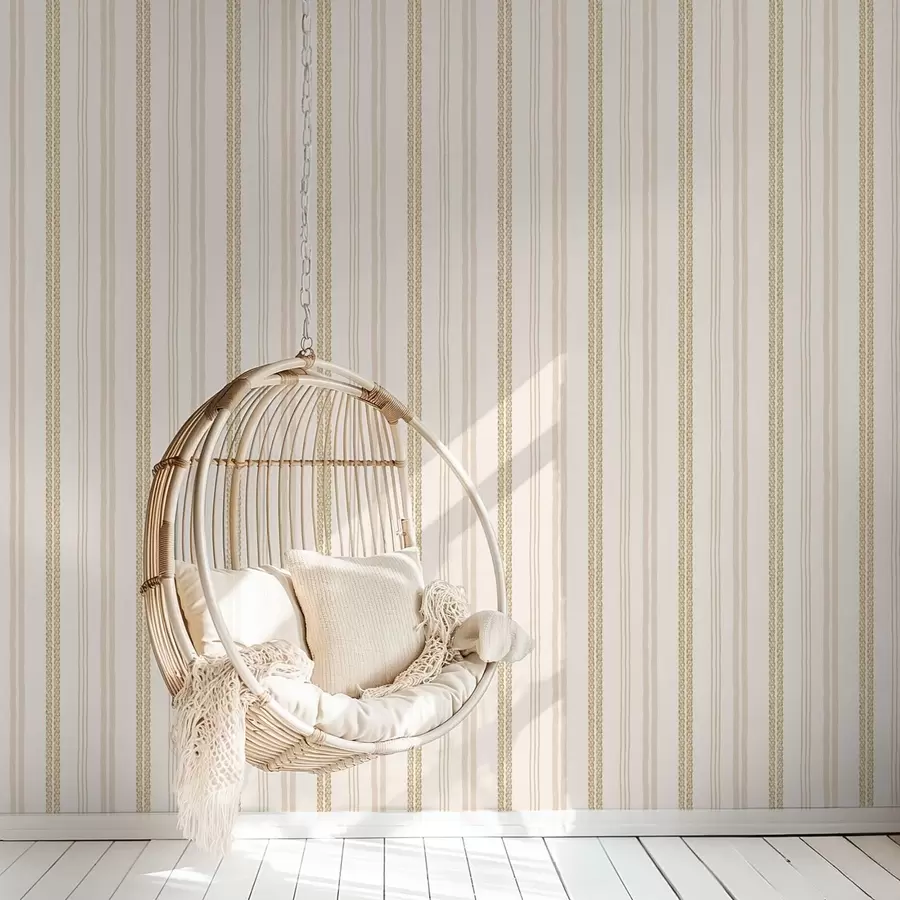 Fototapete Vertikale beige Streifen und doppelt geflochtenes Ornament a01253