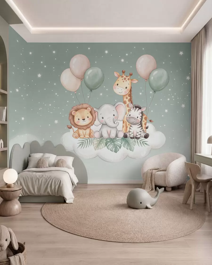 Murale Safari dans les nuages w10004