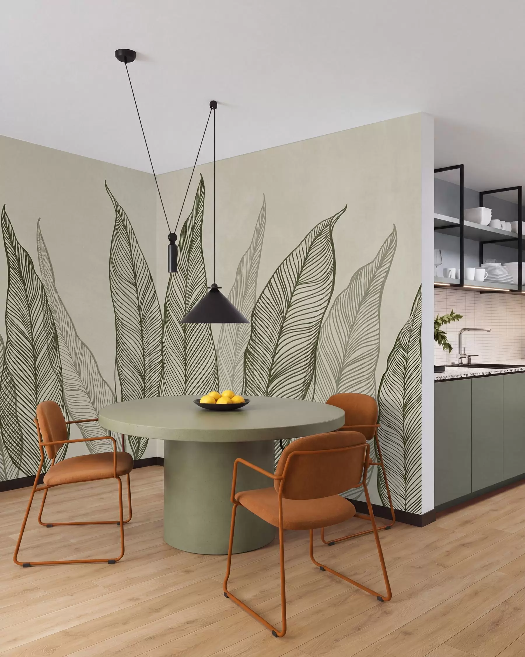 Murale Feuillages en esquisse w10030