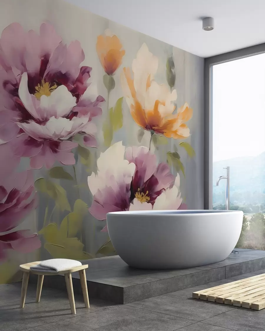 fototapeter Abstrakte, stiliserede blomster, malerilignende motiver w05848