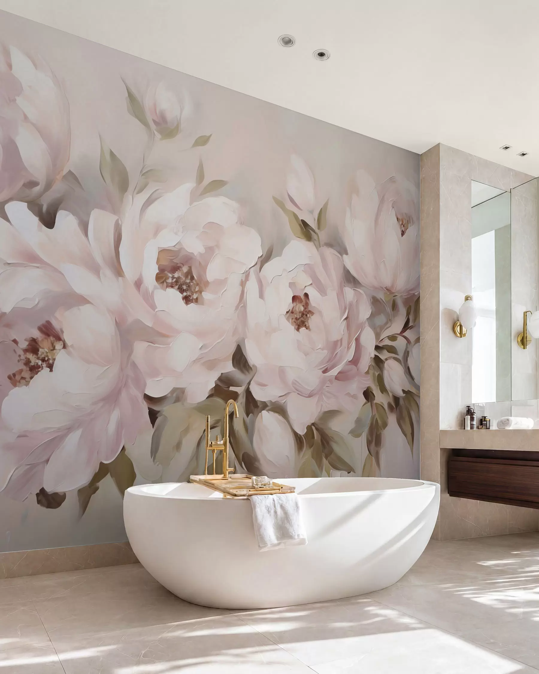Murale Pivoines abstraites, peinture de style abstrait w05901