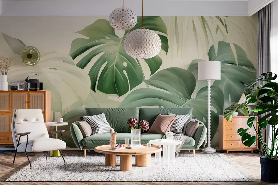fototapeter Monstera, palmeblade w05909