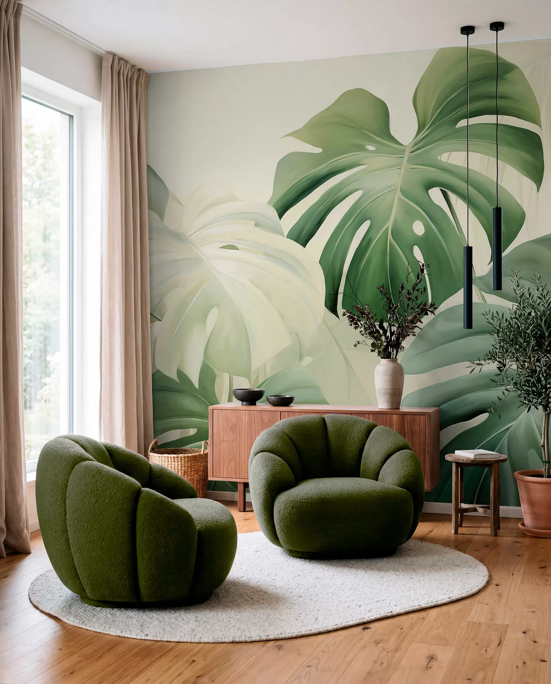 Murale Monstera vert w05909